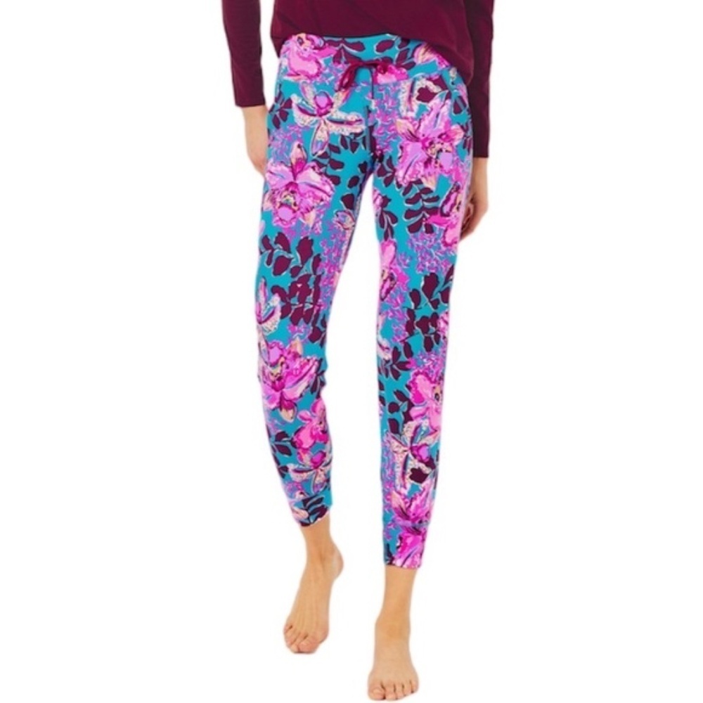NWOT Lilly Pulitzer UPF 50+ Island Mid-Rise Jogger Blue Rhapsody Orchid You Not